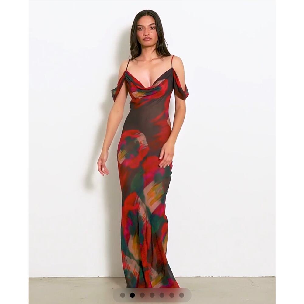 Rat & Boa Adriana Cowl Red Sheer Dress Size XXS